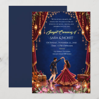 Convite para Noite de Sangeet de Casamento Indiano