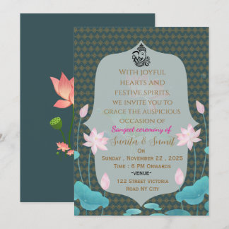 Convite para Noite de Sangeet de Casamento Indiano