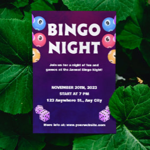 Convite para Noite Divertida de Bingo para Recauda