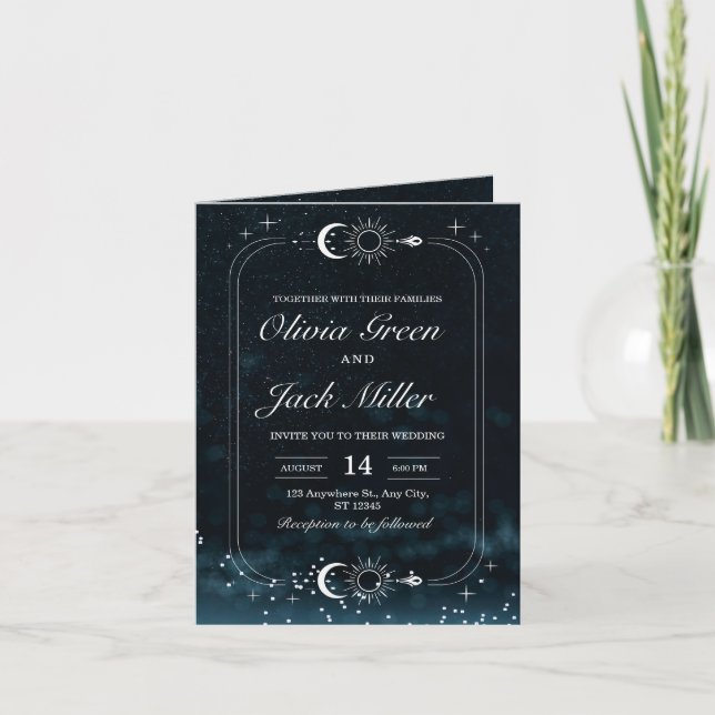 Convite para Noite Estelar de Casamento Céu Noturn (Frente)