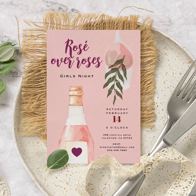 Convite para Noite Rosa das Meninas com Rosé sobre (Criador carregado)