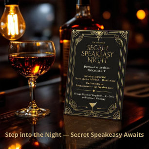 Convite para Noite Secreta de Speakeasy - Anos 20