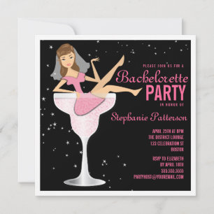Convite para Noiva de Cocktail Rosa Festa de solte