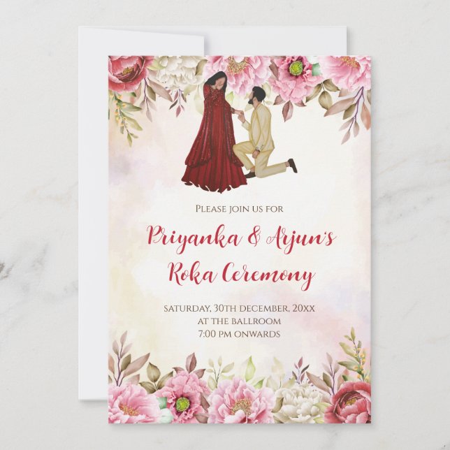 Convite para Noivado da Cerimônia de Anel Digital  (Frente)