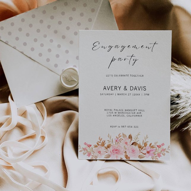 Convite para Noivado de Casamento de rosa (Rose Wedding Engagement Invitation)