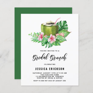 Convite para Noivado de Coco de Aquarela de Verão