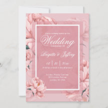 Convite para noivado de pedônia rosa