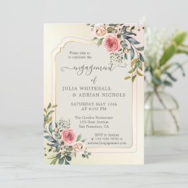 Convite para Noivado de Rosa de Aquarela