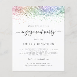 Convite para Noivado de Script Glitter do Arco-Íri