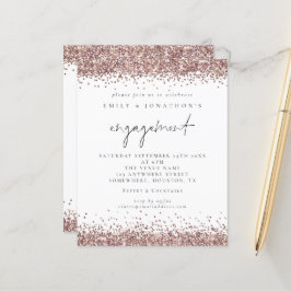 Convite para Noivado de Script Glitter Dourado do