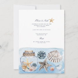 Convite para Noivado de Shell Tropical Beach Ocean