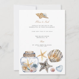 Convite para Noivado de Shell Tropical Beach Ocean