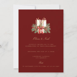 Convite para Noivado do Decor Vermelho Elegante de