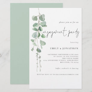 Convite para Noivado Eucalyptus com Aquarela Orçam