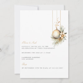 Convite para Noivado Floral de Natal Elegante