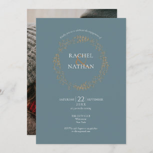 Convite para Noivado Floral Garland Dourada Elegan