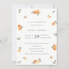 Convite para Noivado Floral Laranja Fresco