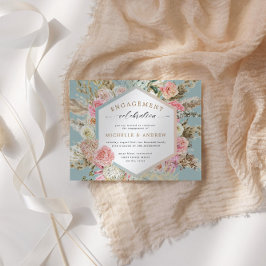 Convite para Noivado Floral Moderno Bohemian