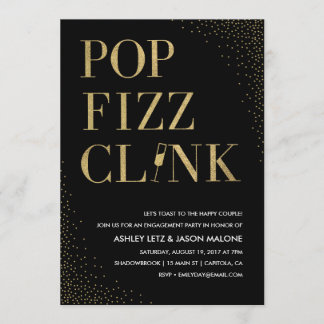 Convite para Noivado pop Fizz Clink Wedding