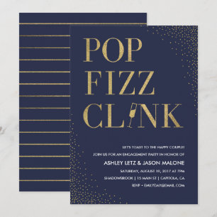 Convite para Noivado pop Fizz Clink Wedding
