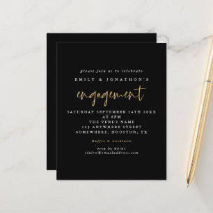 Convite para Noivado Preto Dourado de Script Simpl
