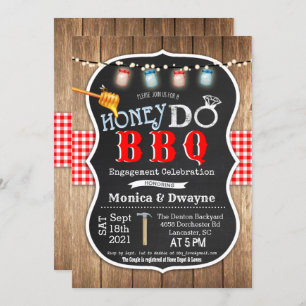 Convite para Noivados de Casais de mel do CHURRASC