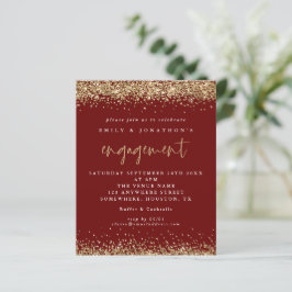 Convite para Noivados Dourados Glitter de Bordo do