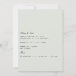 Convite para Noivados Elegante Black & Sage Green