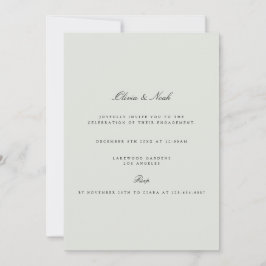 Convite para Noivados Elegante Black & Sage Green