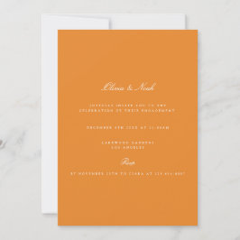 Convite para Noivados Elegante Branco e Laranja
