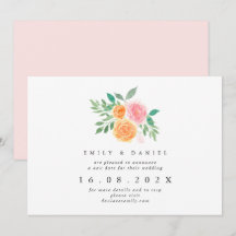 Convite para Nova Data de Casamento Floral Laranja