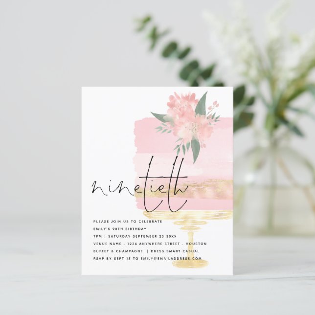 Convite para o 90 do Bolo de Bolo de Noite Dourado (Em pé/Frente)