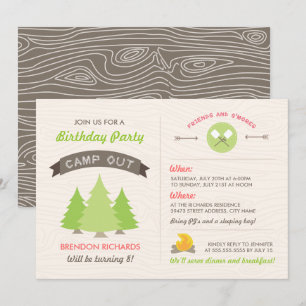 Convite para o acampamento de aniversário diverti