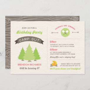 Convite para o acampamento de aniversário divertid