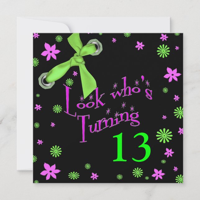 Convite para o aniversário da menina, INSERIR idad (Frente)