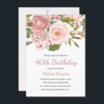 Convite para o aniversário de 40 anos Dourado do R<br><div class="desc">Festa de aniversário de Blush cor-de-rosa Dourado 40h Convidar Ver coleção correspondente em Niche e Nest Store</div>