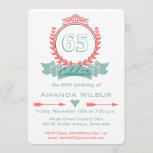 Convite para o aniversário de 65° aniversário d