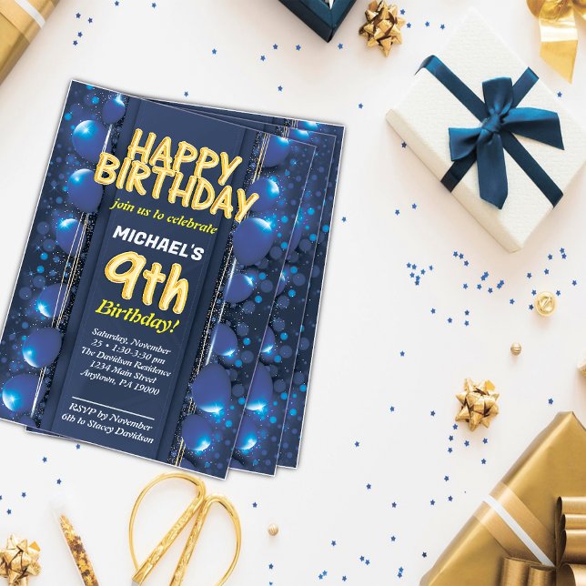 Convite para o aniversário de 9 anos de meninos (Criador carregado)