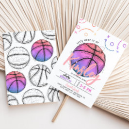 Convite para o Aniversário de Basquete Rosa