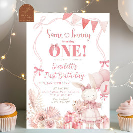 Convite para o aniversário de coquette Bunny, cor-