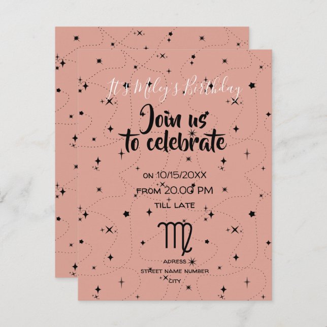 convite para o aniversário de estrelas negras do r (Frente/Verso)