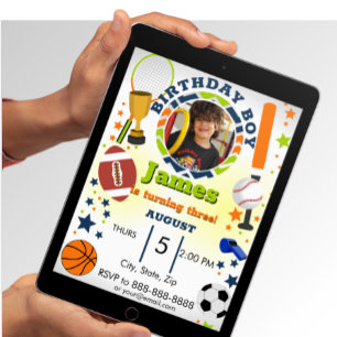 Convite para o aniversário de fotos do Esporte