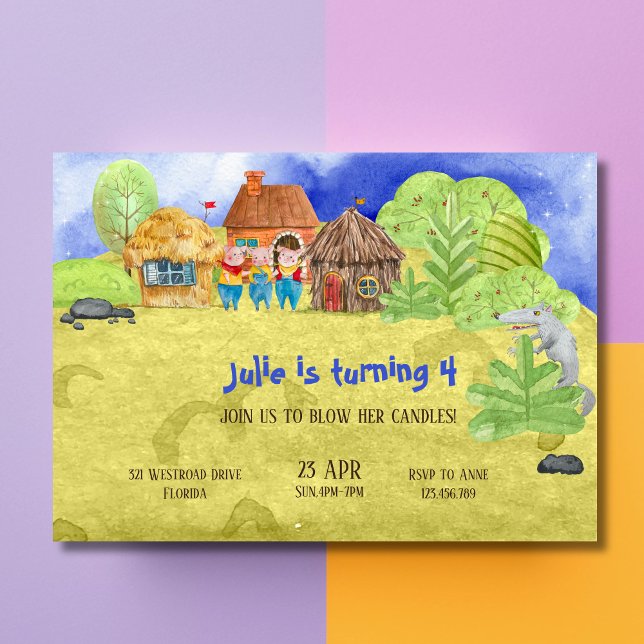 Convite para o Aniversário de Pequenos Porcos (Criador carregado)