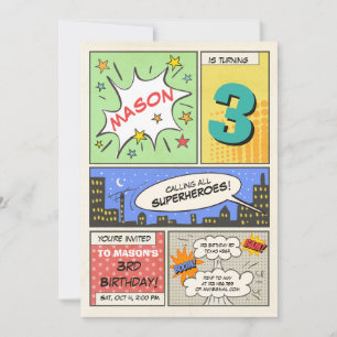 convite para o aniversário de um super herói