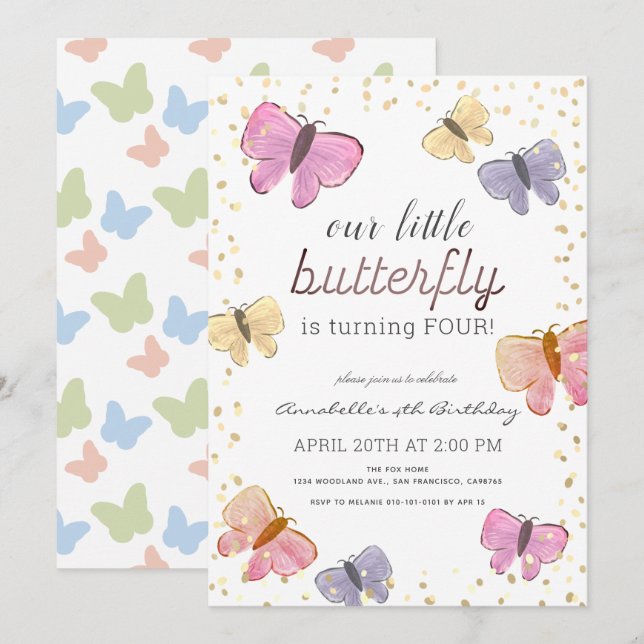 Convite para o aniversário de uma menina de borbol (Frente/Verso)