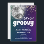 Convite para o aniversário do Groovy Disco Dance P<br><div class="desc">Adulto com o tema Disco Groovy Retro Party. Disponível como um download digital imprimível. Excelente para qualquer estação. Transferência personalizada,  personalizada,  editável,  festa adulta da discoteca retroativa</div>