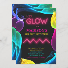 Convite para o aniversário do Neon Colorful