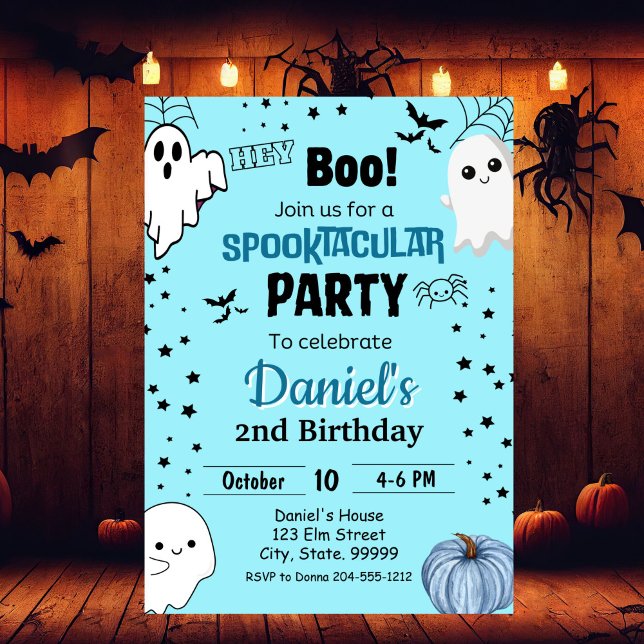 Convite para o aniversário do pequeno Boo Hallowee (Criador carregado)