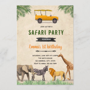 Convite para o aniversário do Safari jeep