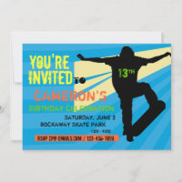 Convite para o Aniversário do Skateboarder Teen